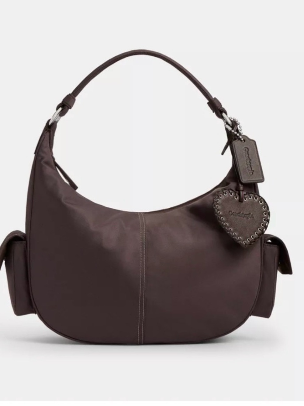 🤎Coach NWT Coachtopia Maple Brown Loop Cargo Shoulder Bag  with Heart Charm